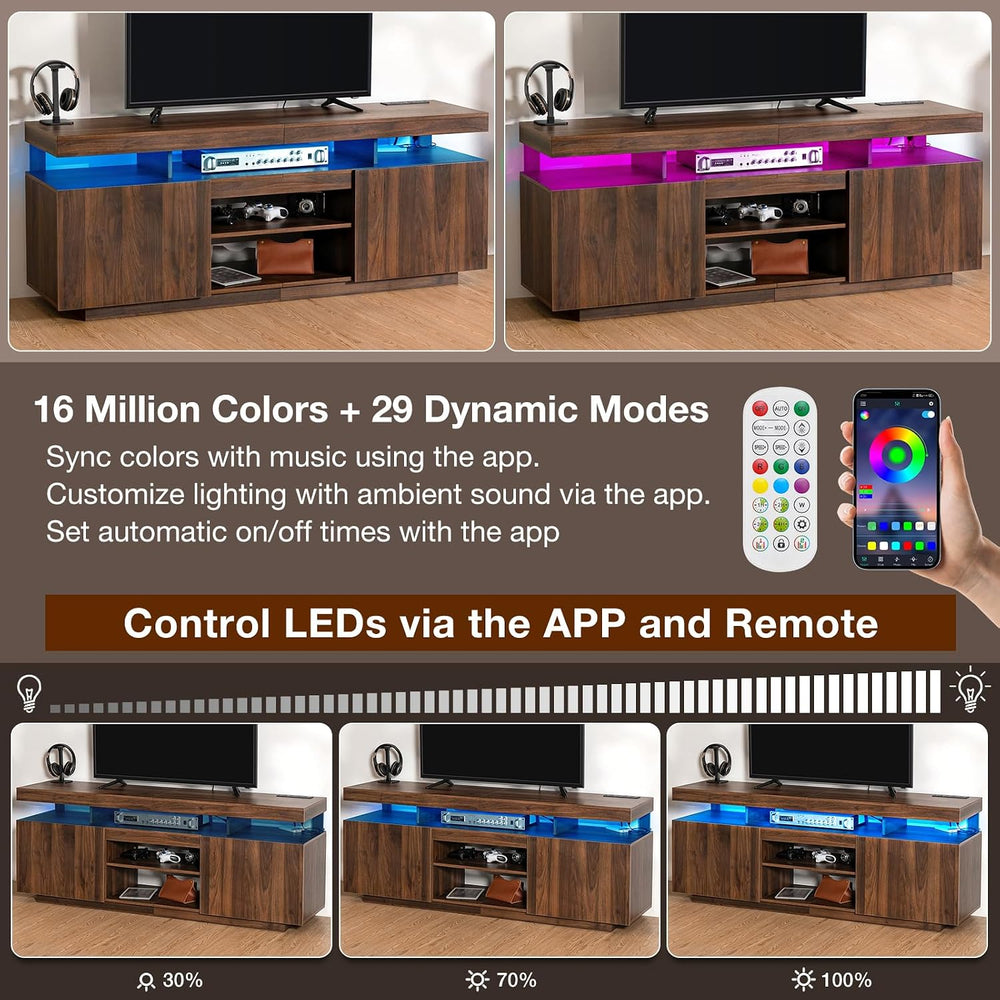 HOMMPA Modern Industrial TV Stand and Coffee Table Set of 2, LED Entertainmen...