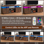 HOMMPA 75 Inch LED TV Stand, Modern Tall Entertainment Center with Power Outlets for Living Room, Bedroom, Walnut TV Console with Storage, Gaming Media Cabinet for 75/70/65/55 Inch TVs