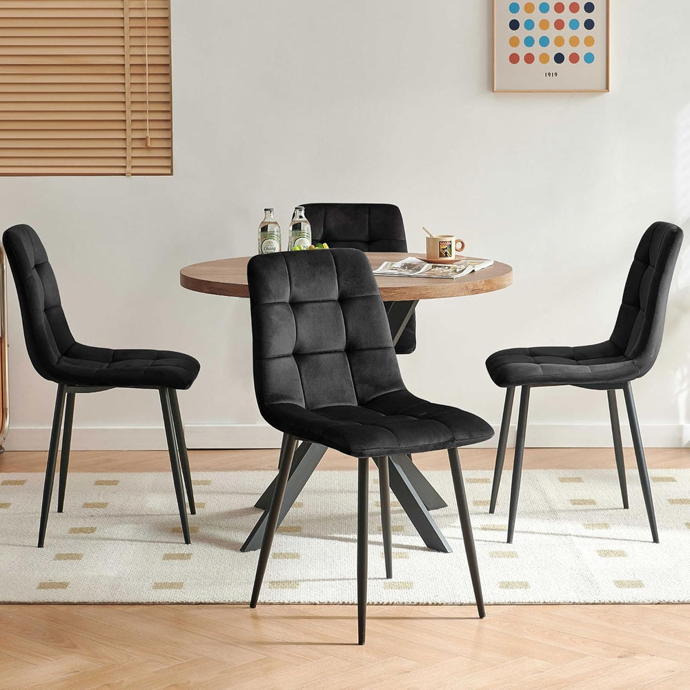 Homedot 37-Inch Round Kitchen Dining Room Table Set for 4, Modern Mid-Century...