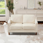 Kingfun 56" Chenille Sofa, Loveseat Couch, Mid Century Modern Love Seat Couches with Solid Wood Frame for Living Room & Bedroom, Beige