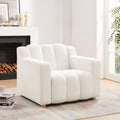 Oversized Accent Chair, Modern Living Room Chairs, Boucle White | Cloud Comfort, Upholstered Armchair, Ergonomic Design, Comfy Reading Chair for Bedroom, Office, Waiting Room