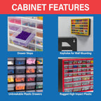 Akro-Mils 26-Drawer Plastic Drawer Storage Cabinet for Garage Organization, Bead Organizer, Building Bricks Storage, Teacher Toolbox, Makeup Organizer, 20" W x 6" D x 10" H, 10126 Black