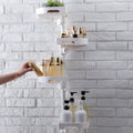 4-Tier Corner Shower Caddy Tension Pole Organizer - Adjustable Rustproof Metal Tension Pole, Plastic Shelves with Safety Guardrail, Bathroom Storage for Shower & Bathtub(White)