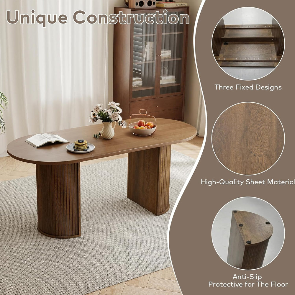SoarFlash 70.8" Oval Dining Table for 4-6 Person Kitchen Table with Semi...