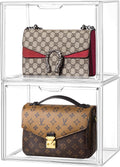 HBlife 2 Pack Purse Storage Organizer for Closet, Large Clear Stackable Handbag Display Case Box with Magnetic Door for Collectibles, Cosmetics, Women Heels and Toys