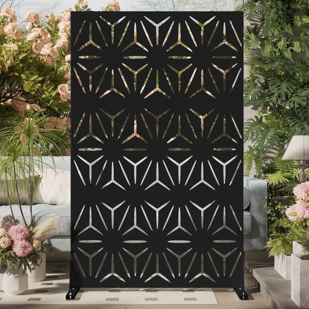 Cofar Metal Privacy Screen Outdoor 72" H×44" W -Black Freestanding ...
