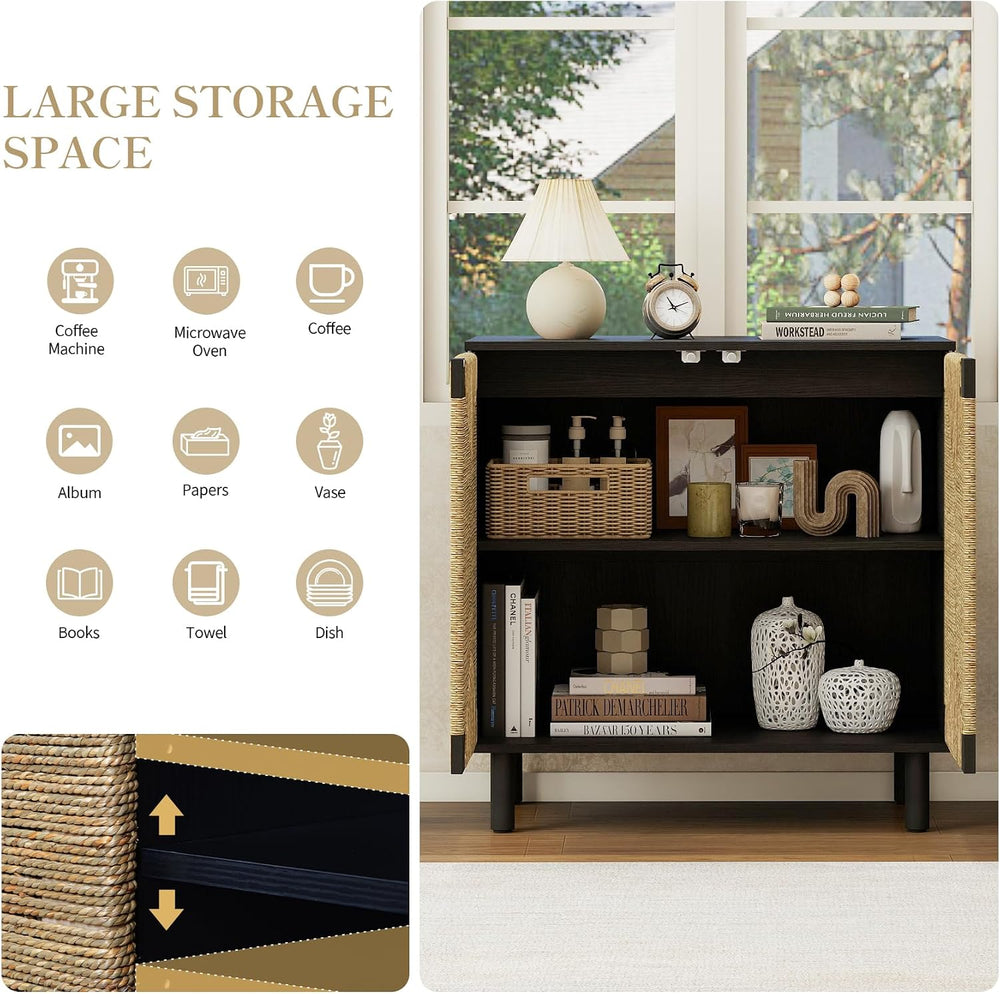 Small Accent Cabinet with Doors - Sideboard Buffet Cabinet with Storage, Coff...
