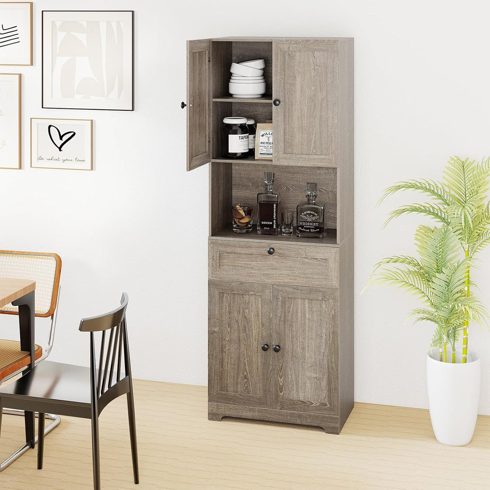 GOFLAME 67.5" Tall Pantry Cabinet, Freestanding Kitchen Pantry Cupboard ...