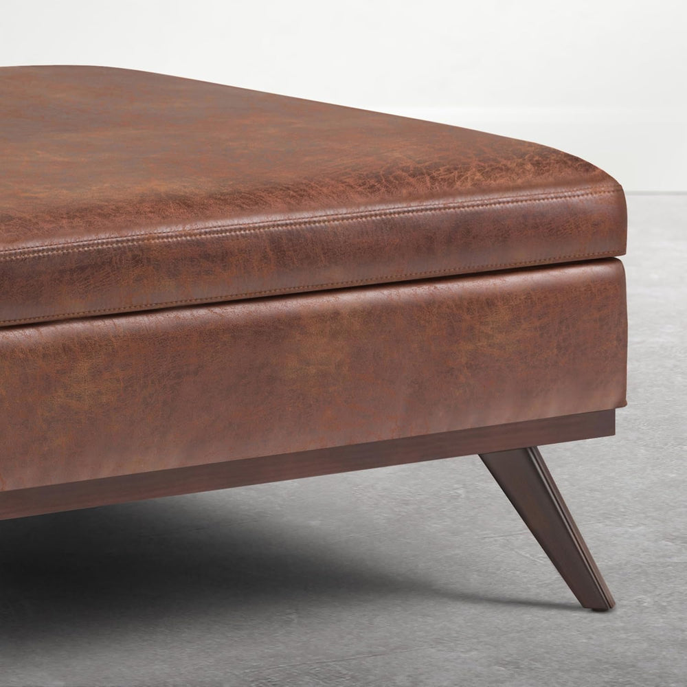 SIMPLIHOME Owen XL Coffee Table Storage Ottoman - 40 inch Wide Upholstered Ve...