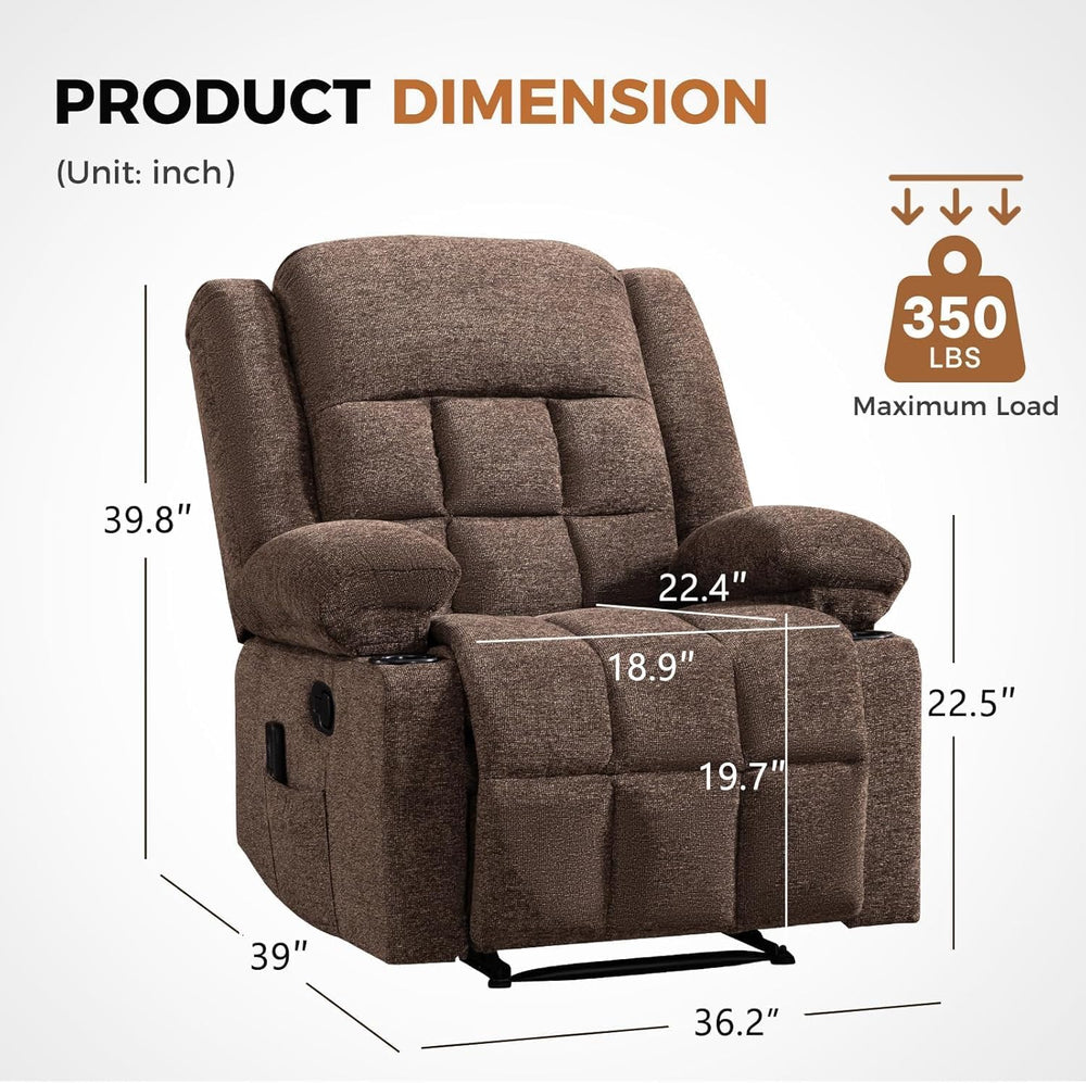 HAOMARKETS Manual Recliners with Massage and Heat for Adults, Classic Breatha...