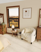 GarveeHome Accent Chair Boucle Barrel Chairs Living Room Chairs Round Armchairs for Bedroom Waiting Room Office Reception Chairs(Beige)