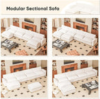 Furniwell 159" Modern Couches Sectional Sofa with Movable Ottoman, U Shaped Sofa Couch with Comfy Chenille and Deep Seat, 4-Seat Cloud Couch for Living Room, Bedroom and Apartment