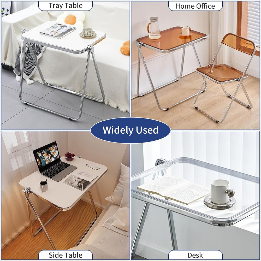 Black Acrylic Folding Tray Table, Sleek Small Foldable Writing Desk for Home ...