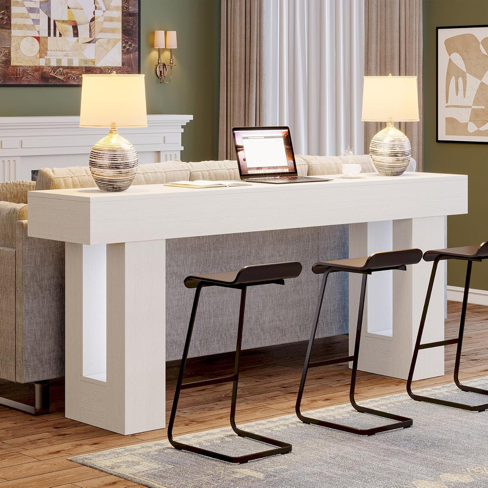 Tribesigns 63-Inch Long Console Table, Wooden Rectangular Sofa Table Behind T...