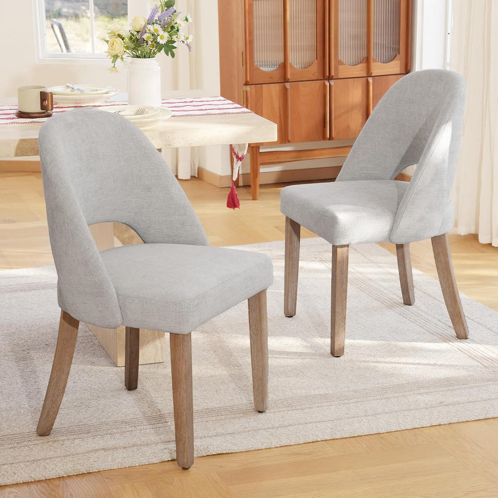 Wooden Dining Chairs Set of 6, Upholstered Modern Chenille Dining Room Chair ...