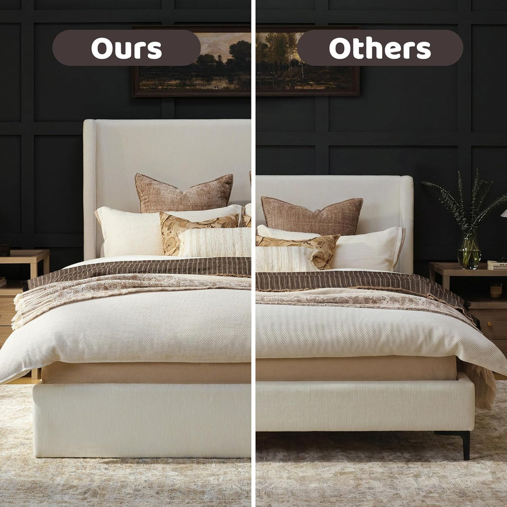 RECCI Queen Bed Frame with 53'' Extra Tall Wingback Headboard, Low Pr...