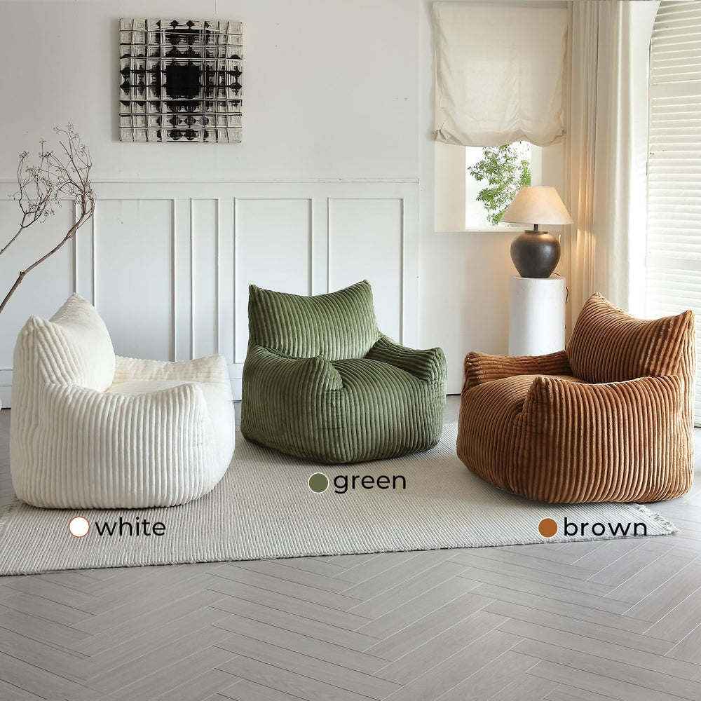 Giant Brown Bean Bag Chairs for Adults & Teens, Soft Corduroy Beanbag | 3...