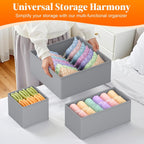 Drawer Organizer Clothes, 16 Pack Drawer Organizers and Underwear Organizer for Nursery, Dividers Clothes Organizer, Closet Organization and Foldable Storage Bins for Socks, Bra, Tie, Grey