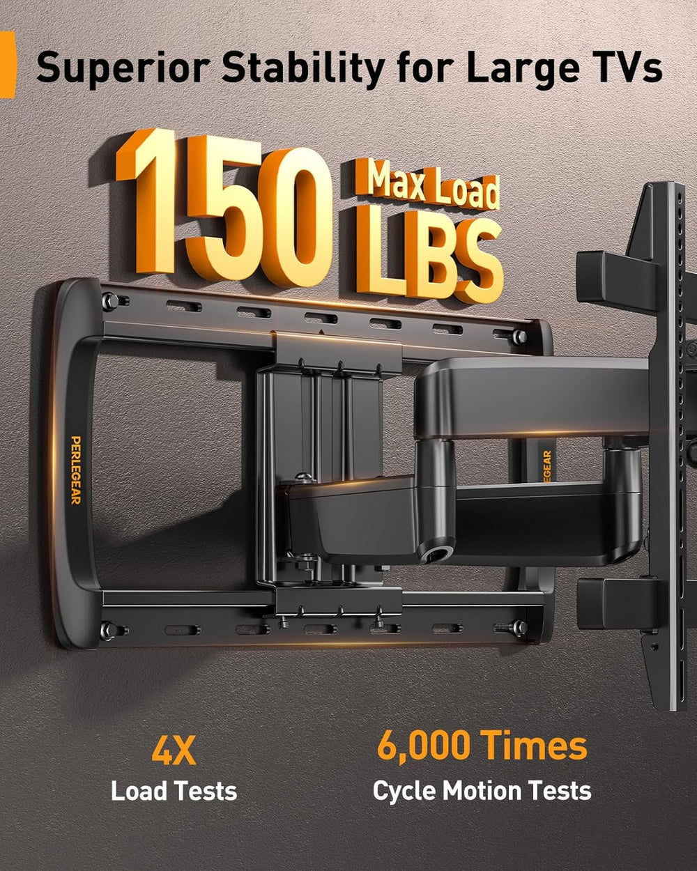 Perlegear Full Motion Sliding TV Wall Mount for 42-95 inch TVs up to 150 lbs ...