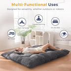MAXYOYO Japanese Floor Mattress Full Size, 6" Foldable Futon Mattress Tufted Roll Up Floor Bed, Thick Chenille Tatami Mat Sleeping Pad for Camping Guest Room Dormitory Bedroom RV, Dark Grey