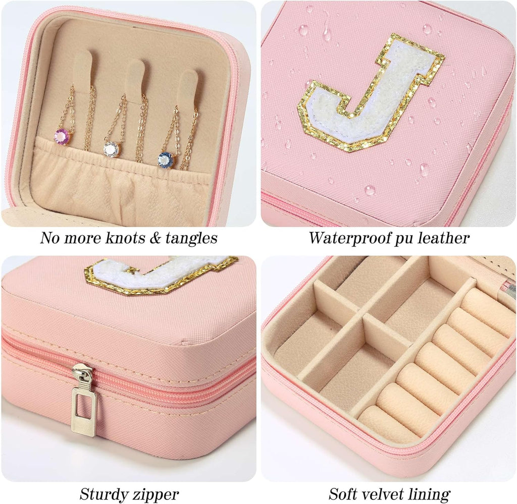 Parima Christmas Stocking Stuffers Gifts for Grandkids Teenage Girls - Pink Initial Jewelry Holder Organizer, Gifts for Girls Friends Women Jewelry Box, Cute Stuffs for Decor Your - Letter L, Pink
