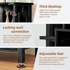 HOMISSUE Book Shelf, 3 Tier Deep Bookshelf with Storage, Engineered Wood and Metal Shelf Bookcase, Low Short Bookcases for Small Space, Living Room, Bedroom, Office, Black