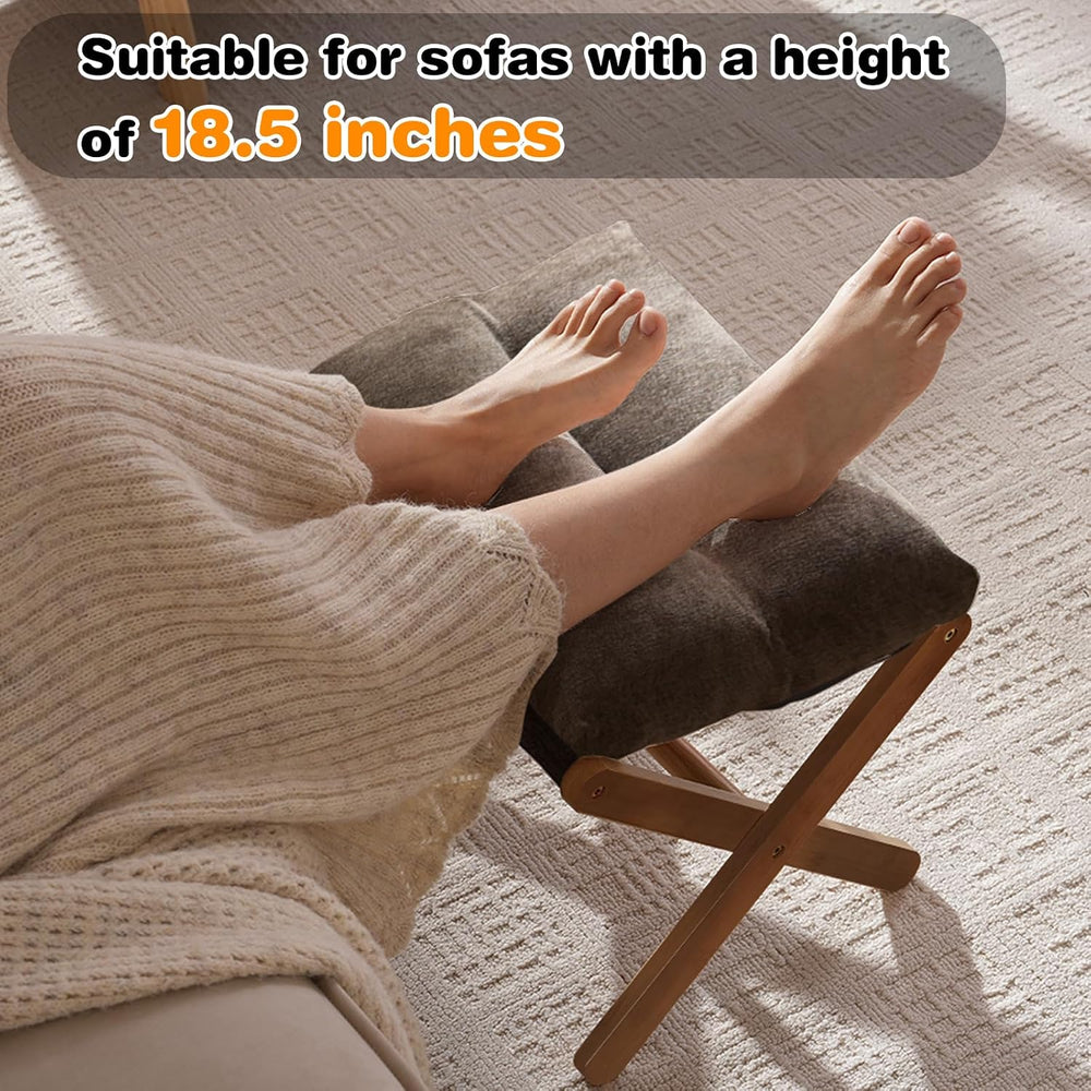 Baveke Ottoman Foot Rest- Bamboo Foldable Stool, Foot Stools Small Ottman wit...
