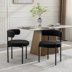 Boucle Dining Chairs Set of 4, Black Dining Chairs with Upholstered Seat and Round Back, Mid-Century Modern Kitchen Chairs for Dining Room, Restaurant