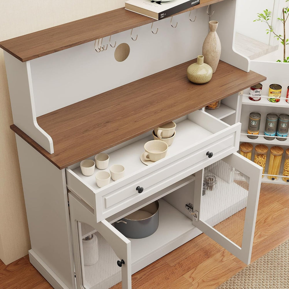 Kitchen Pantry Cabinet with Drawer Storage, 48” Modern Farmhosue Kitchen Hutc...