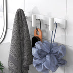 VAEHOLD Hat and Coat Wall Mount Rack - Hooks for Robes, Bags, Keys, and Towels - Bathroom Towel Hanger Organizer (White, “T“ Shape 3 Hooks 2 Pack)