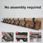SKOLOO 43-Inch Wood Coat Rack Wall Mount with 8 Triple Hooks - Ideal for Family Entrances, Classrooms, and Pet Supplies Storage - Perfect Coat Hooks for Wall,Charred Golden Brown