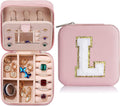 Parima Christmas Stocking Stuffers Gifts for Grandkids Teenage Girls - Pink Initial Jewelry Holder Organizer, Gifts for Girls Friends Women Jewelry Box, Cute Stuffs for Decor Your - Letter L, Pink