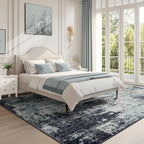 Washable Area Rugs 8'x10' Non-Slip Modern Abstract Soft for Living Room Entryway Bedroom Nursery, Print Pattern, Blue Black Teal
