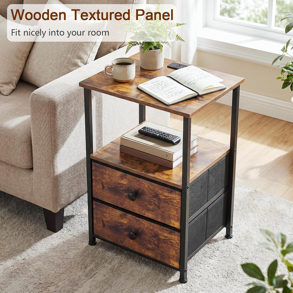 LOAKEKEL Night Stand, Nightstands Set of 2 with Charging Station | Bedside Ta...