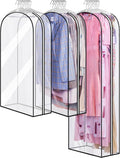 MISSLO 10" Gusseted All Clear Garment Bags for Hanging Clothes 40"+60" Suit Bags for Closet Storage Dresses Protectors for Shirts, Coats, Gowns, 3 Packs
