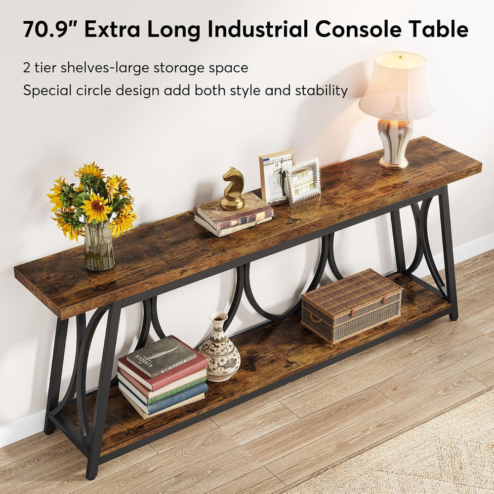 Tribesigns 70.9 inch Extra Long Console Table, Industrial Sofa Table Behind C...