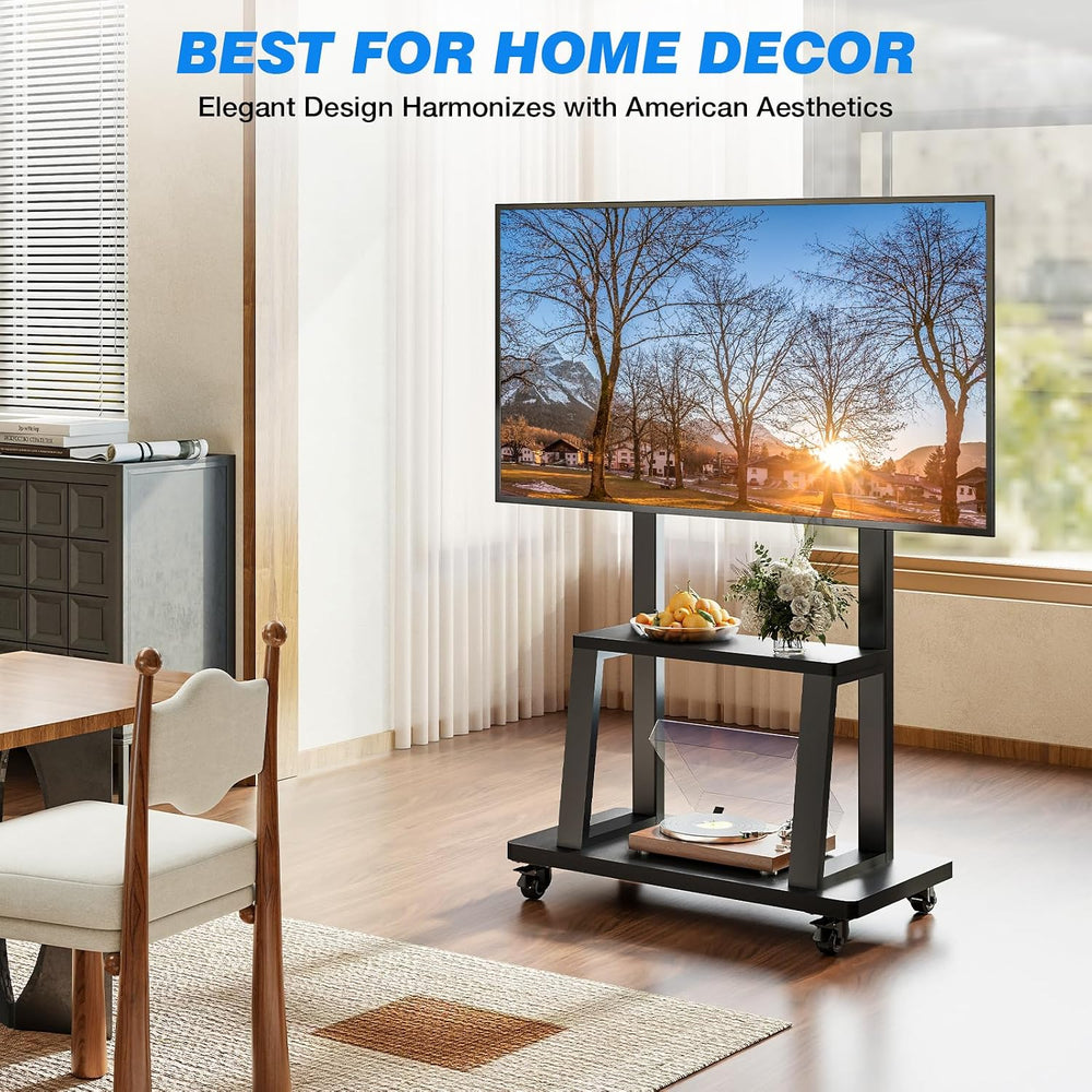 Rfiver Mobile TV Cart Rolling TV Stand for 37-75 inch TVs Up to 150lbs | Heav...