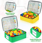 5 Packs Toy Storage Bags Compatible with Lego Bricks,Large Travel Toy Organizers for Kids Building Blocks,Toy Car,Puzzles with Mesh Pocket and Tag Pocket