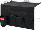 Linen 5 Pockets Bedside Caddy, Bedside Storage Organizer with Water Bottle Holder for Magazine, Remotes, Phone (Black)