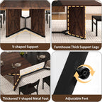 78.7 Inch Dining Table for 8 People, Large Rectangular Farmhouse Kitchen Table with Waterproof Wood Tabletop and Adjustable Leg for Kitchen Dining Room, Brown