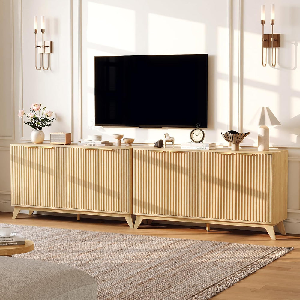 VINGLI 55" Buffet Cabinet with Storage, Fluted 4 Doors Sideboard Cabinet...