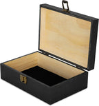 makerflo Medium Black Pine Wood Memory Box with Black Felt Inside, Hinged with Clasp, Keepsake Wooden Box Ideal for Craft, Personalization (Laser Engraving, Epoxy, UV DTF, and Vinyl) – Pack of 1