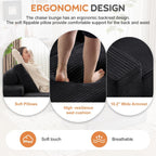 72.8" Convertible Chaise Lounge Sofa Bed, Corduroy Sleeper Boneless Couch with Removable Pillow & Movable Table Tray, Deep Seat No-Assembly Sofa for Living Room, Bedroom, Apartment, Black