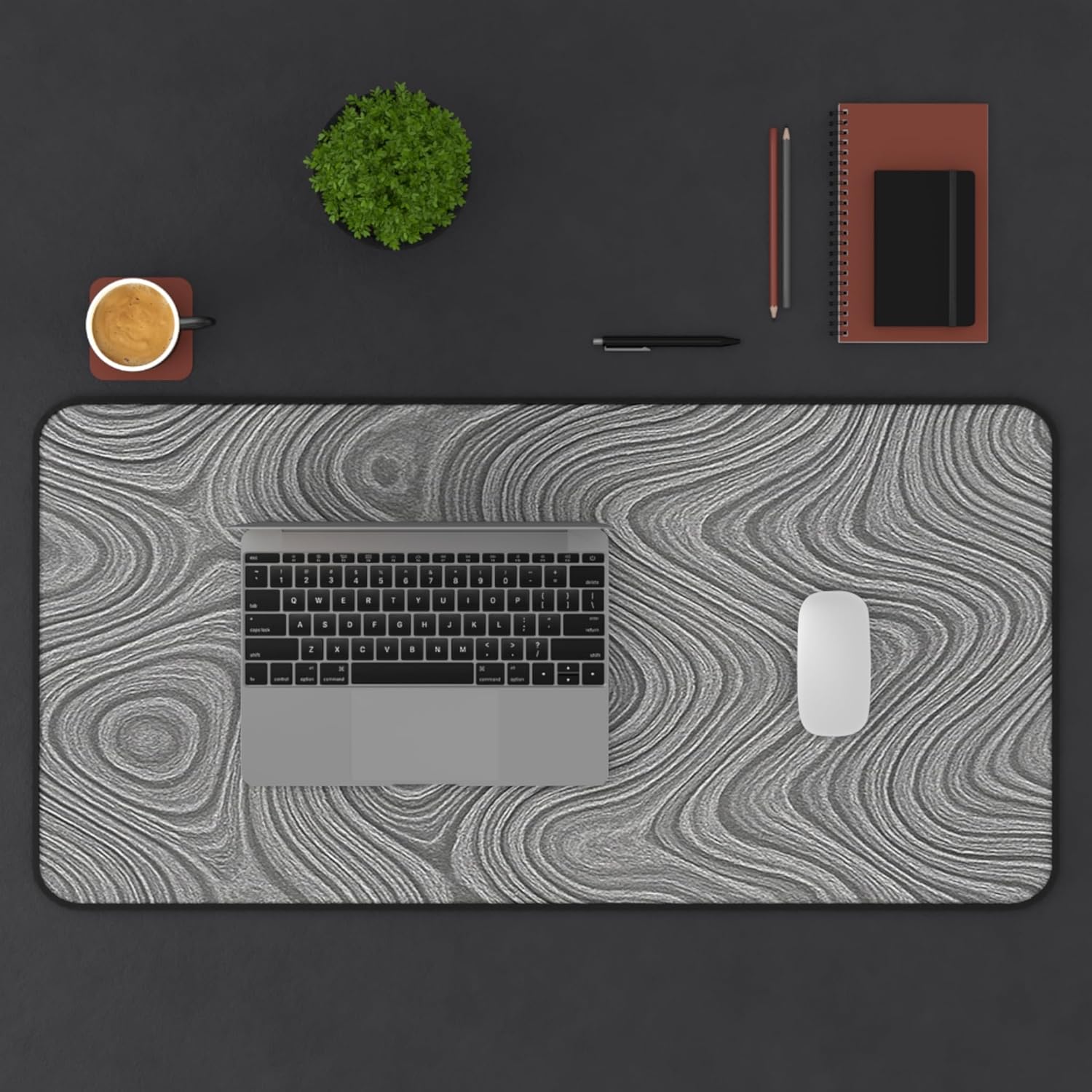 Brushed Metal Texture Desk Mat - Extended Mouse Pad & Desk Pad, Neoprene Surface, Non-Slip Rubber Base, Stitched Edges, Desk Protector for Keyboard & Mouse, Sizes 12x18/12x22/16x32 (Damascus, 16x32)