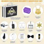 Ring Security Wedding Ring Bearer Aluminum Briefcase-Padded Slits Holder Ring Bearer Gifts Security Box for Proposal Ceremony Wedding Day,Security Badge Props for Boys Kids