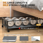 Under Bed Storage with Wheels, XXXL Larger Under Bed Storage Containers with Clear Lids, 36'' Lengthen Under Bed Shoe Organizer for Shoes Clothes(Grey 2 Pack, XXXL(36"x16.6"x7.48"))
