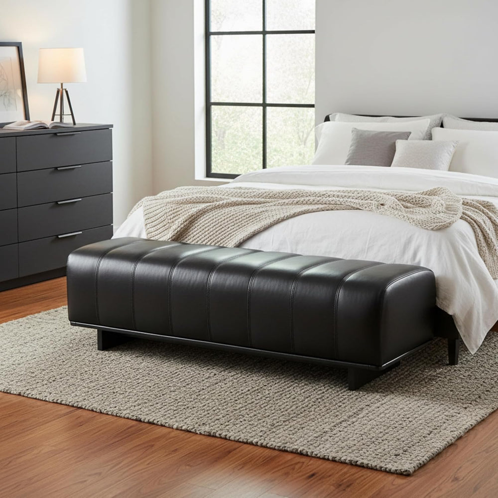 Christopher Knight Home Lamie Faux Leather Upholstered Dining Bench, Wooden E...