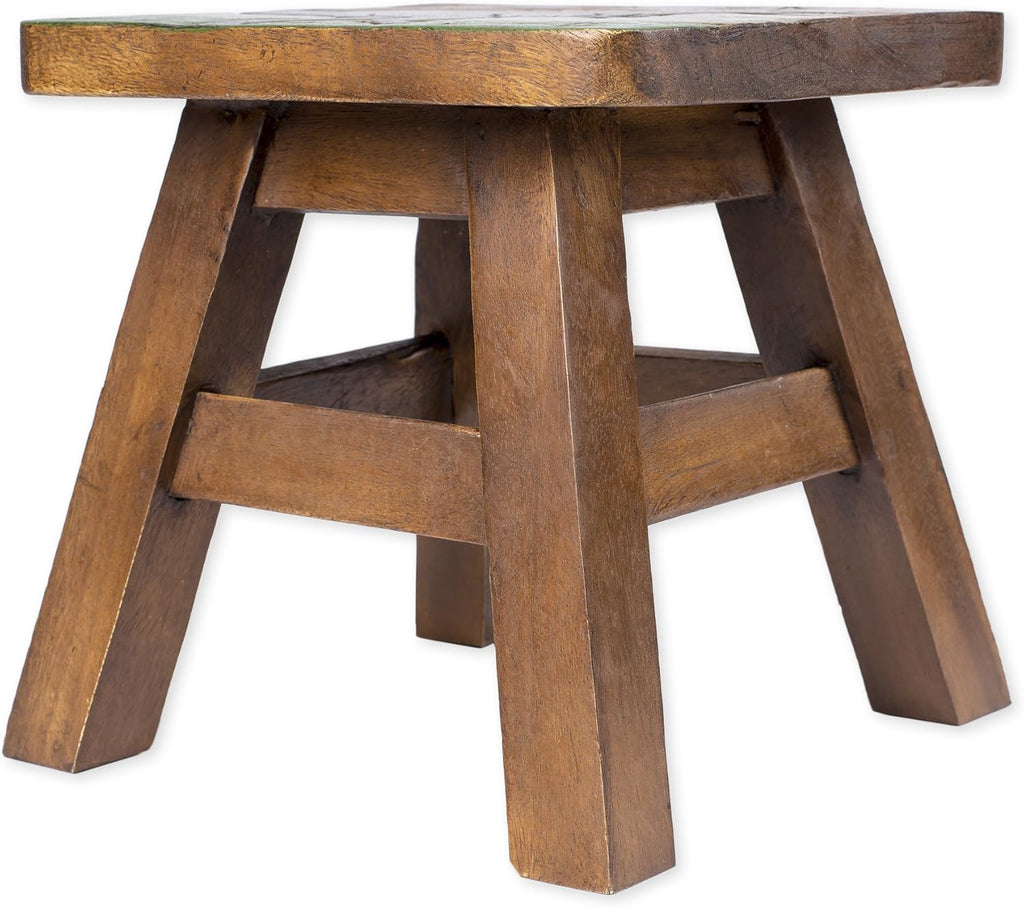 Sea Island Imports Tyrannosaurus Rex Dinosaur Design Hand Carved Acacia Hardwood Decorative Short Stool