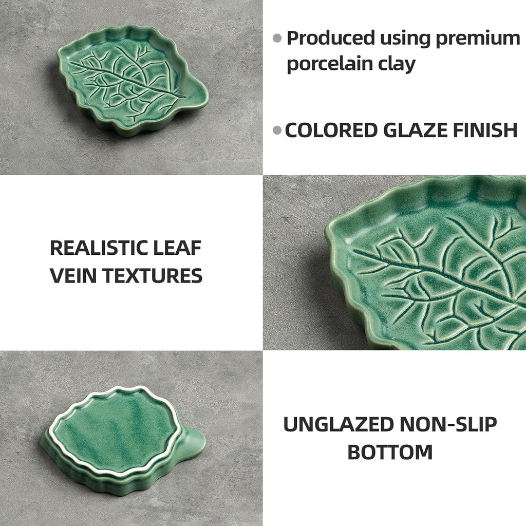 Ceramic Leaf Ring Dish, Small Trinket Tray with Gift Box | Holds rings, earrings, necklaces, keys, coins, and hair clips in one easy-to-see spot for daily use at home