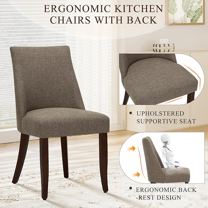 COLAMY Upholstered Dining Chairs Set of 4, Mid Century Modern Kitchen Chairs ...